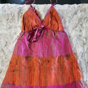 GUESS 100% Silk Tie Back Slip Dress